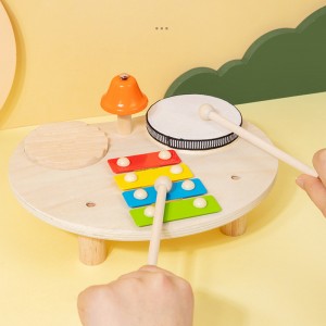 Drewniana muzyka perkusyjna Zabawki do wczesnej edukacji Wielofunkcyjne zabawki muzyczne 4 w 1 dla instrumentów muzycznych i perkusistów Puzzle na biurko Słuchanie i umiejętności praktyczne