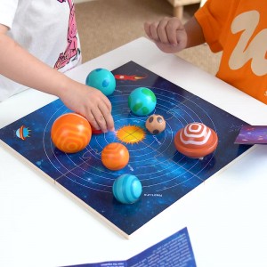 Wooden Solar System Planetary Model Toy Eight Major Galaxy Puzzle Cognitive Board Large Particle Building Blocks 3D Planetary Body – Early Education Puzzle Toy For Ages 3-6 Christmas Gift