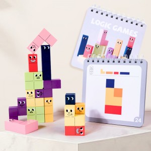 Wooden Geometric Thinking Building Blocks – Colorful Three-Dimensional Block Tabletop Games – Logical Thinking Spatial Ability Training Toys Christmas Gifts