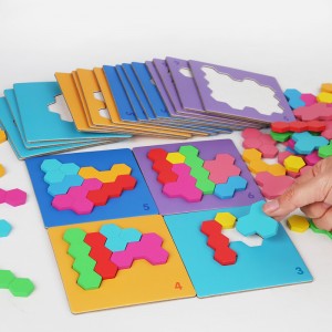 Montessori Wooden Honeycomb Block Puzzle – Rainbow Early Education Puzzle Toy – Color and Shape Cognitive Matching Hand Eye Coordination – Christmas Gift