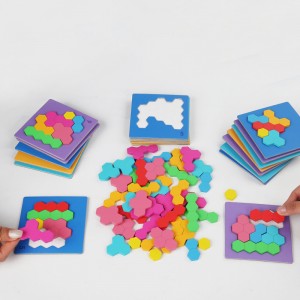 Montessori Wooden Honeycomb Block Puzzle – Rainbow Early Education Puzzle Toy – Color and Shape Cognitive Matching Hand Eye Coordination – Christmas Gift