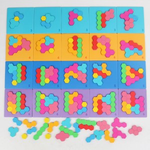 Montessori Wooden Honeycomb Block Puzzle – Rainbow Early Education Puzzle Toy – Color and Shape Cognitive Matching Hand Eye Coordination – Christmas Gift