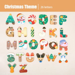 Wooden Magnetic Letter Stickers – Christmas And Animal Themed Styles With 26 Letters In Shape – Early Education ABC Spelling Fridge Sticker Christmas Gifts