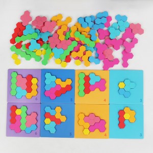 Montessori Wooden Honeycomb Block Puzzle – Rainbow Early Education Puzzle Toy – Color and Shape Cognitive Matching Hand Eye Coordination – Christmas Gift