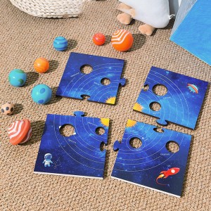 Wooden Solar System Planetary Model Toy Eight Major Galaxy Puzzle Cognitive Board Large Particle Building Blocks 3D Planetary Body – Early Education Puzzle Toy For Ages 3-6 Christmas Gift