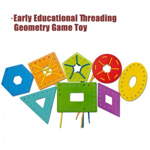 Rompecabezas de educación temprana Montessori, juguete para enhebrar cuerdas, forma geométrica, tablero de enhebrado de cuerda de madera de colores, juguete de correspondencia cognitiva de colores y formas