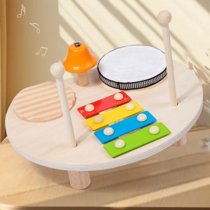 Drewniana muzyka perkusyjna Zabawki do wczesnej edukacji Wielofunkcyjne zabawki muzyczne 4 w 1 dla instrumentów muzycznych i perkusistów Puzzle na biurko Słuchanie i umiejętności praktyczne