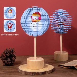 Nowa drewniana obrotowa zabawka dekompresyjna Lollipop – dwustronny wzór z motywem bożonarodzeniowym Puzzle z twarzą – zabawne dekoracje świąteczne Prezenty świąteczne