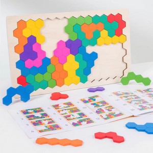 Montessori Early Education Wooden Rainbow Puzzle Honeycomb Puzzle Mathematical Mental Arithmetic Board Game Logical Thinking Puzzle Children’s Board Toys Hand-eye Coordination Training Toys