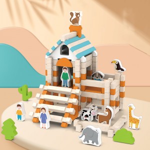 1 Set Wooden Mortise And Tenon Structure Spliced Building Blocks DIY Cabin – Space Construction Early Education Puzzle Toys – Hands-On Training Christmas Gifts