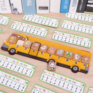 Wooden Animal Bus Puzzle Toy – Multi Card Math Calculation Ability Training And Learning Aids – Logical Thinking Training Mathematical Toy, Christmas Gift