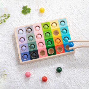 Montessori Drewniana zabawka do wczesnej edukacji Gradient wielu kolorów Klasyfikacja kolorów Dopasowywanie koralików Gra Rozpoznawanie kolorów Ręka dla dzieci Koordynacja oka Zabawka Świąteczny prezent urodzinowy