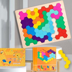 Montessori Early Education Wooden Rainbow Puzzle Honeycomb Puzzle Mathematical Mental Arithmetic Board Game Logical Thinking Puzzle Children’s Board Toys Hand-eye Coordination Training Toys