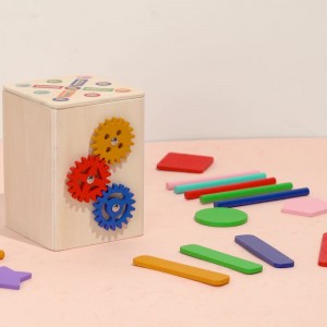OEM New Wooden Puzzle Toy, Square Box Color Classification Gear Design Three In One Double Cover Multi Style Wooden Stick, Hand Eye Coordination, Excellent Birthday Gift