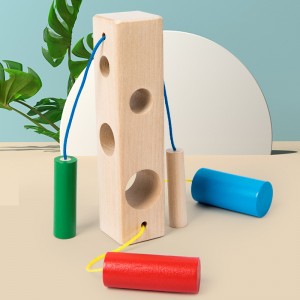 Wooden Stake Threading Lacing Toys Wood Block Puzzle Montessori Fine Motor Skills Toys Car Airplane Travel Game Early Learning Educational Gift for 3 4 5 Years Old Children Kids