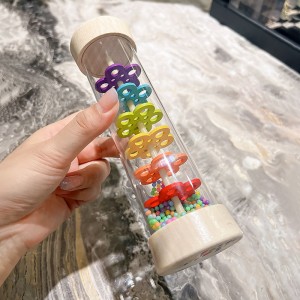 Wooden Melody Maker Soothing Rain Drum Toy Hourglass Design with Realistic Sound Effects Ideal for Musical Learning and Creative Play