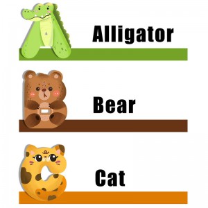 Wooden Magnetic Letter Stickers – Christmas And Animal Themed Styles With 26 Letters In Shape – Early Education ABC Spelling Fridge Sticker Christmas Gifts