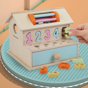 Montessori-Spielzeughaus, Mehrzweck-Spielhaus aus Holz, Innenraum mit Stauraum und sensorischen Spielen für die Feinmotorik, pädagogisches Lernspielzeug für Jungen und Mädchen ab 3 Jahren