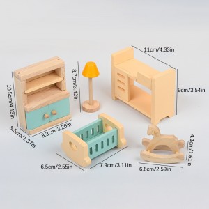1 Set Wooden Early Childhood Mini Furniture Toys Simulated Bedroom And Living Room Combination Decorations Children’s Role-Playing House Toys Perfect Christmas Gift