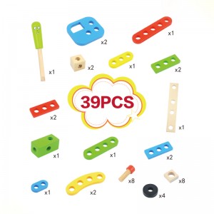 39 PCS Wooden Nut Puzzle Toy – Versatile Nut Simulation Puzzle Screw And Nut Combination – Hand Eye Coordination Parent-Child Interaction Toy, Christmas Gift