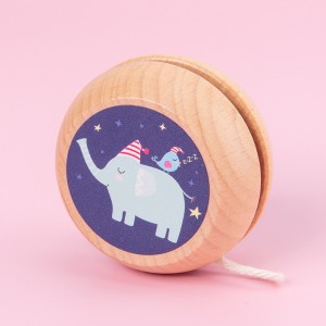Wooden Fun Yo-Yo Ball Toy Cartoon Patterned Colorful Spinning Yoyo Ball Toy Early Education Puzzle Reaction Training Cute Little Gift with Hand Gifts