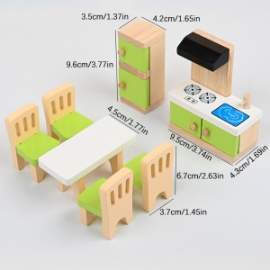 1 Set Wooden Early Childhood Mini Furniture Toys Simulated Bedroom And Living Room Combination Decorations Children’s Role-Playing House Toys Perfect Christmas Gift