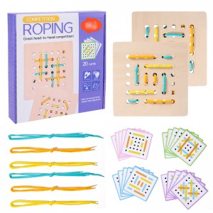 Montessori Geometry Creative Board Children’s Wooden Color And Shape Threading Rope Game Intellectual Development Pile Board Combination Puzzle Block Interspersed Toys
