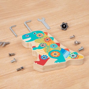 Juego de tablero de destornilladores Montessori para niños Dinosaurios Juguetes Montessori para mayores de 3 años Tablero ocupado de madera para niños pequeños y niños Juguetes de habilidades motoras finas Juguete sensorial educativo