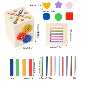 OEM New Wooden Puzzle Toy, Square Box Color Classification Gear Design Three In One Double Cover Multi Style Wooden Stick, Hand Eye Coordination, Excellent Birthday Gift