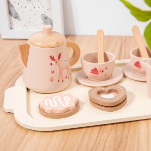Wooden Simulation Tea Set And Family Toy – Afternoon Tea Dessert Set Kitchen Toy – Early Education Puzzle – Hand Eye Coordination Training, Christmas Gift