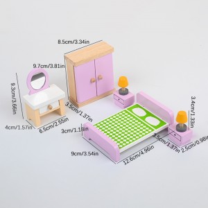 1 Set Wooden Early Childhood Mini Furniture Toys Simulated Bedroom And Living Room Combination Decorations Children’s Role-Playing House Toys Perfect Christmas Gift