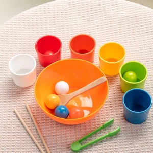 Montessori Early Education Puzzle Sorting Toys Colored Wooden Balls And Cup Beads Color Recognition And Shape Matching Hand Eye Coordination Excellent Christmas Gift