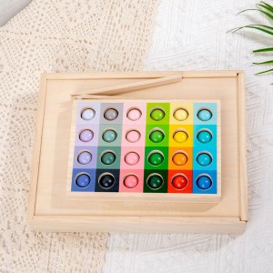 Montessori Drewniana zabawka do wczesnej edukacji Gradient wielu kolorów Klasyfikacja kolorów Dopasowywanie koralików Gra Rozpoznawanie kolorów Ręka dla dzieci Koordynacja oka Zabawka Świąteczny prezent urodzinowy