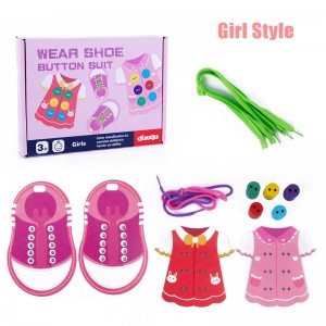 Wooden Children’s Early Education Puzzle Toys Fun Parent-Child Interaction Versatile Clothing Rope Tied Shoelaces Button Toys Hands-On Ability Hand Eye Coordination Exercise
