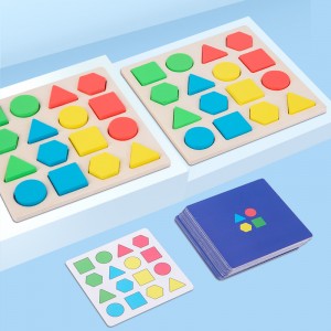 Montessori Wooden Geometric Matching Building Blocks Educational Toys Baby Children Shape Color Early Education Enlightenment Parent-Child Interactive Two-Person Match Board Game Building Toys