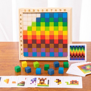 Wooden Early Education Cognitive Children Learning Aids Rainbow Color Cube Building Blocks Counting Blocks Educational Toys Jigsaw Puzzle Board Building Blocks Stacking Sorting Cognitive Toys