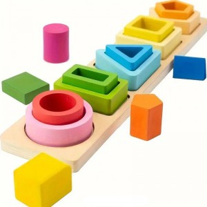 Bloques de aprendizaje interactivos Montessori de madera, clasificación creativa de colores y formas, desarrollo de habilidades cognitivas, regalo perfecto seguro y duradero