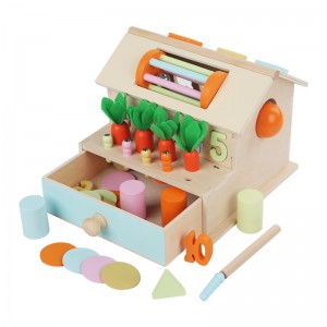 Montessori-Spielzeughaus, Mehrzweck-Spielhaus aus Holz, Innenraum mit Stauraum und sensorischen Spielen für die Feinmotorik, pädagogisches Lernspielzeug für Jungen und Mädchen ab 3 Jahren