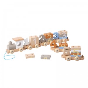 New Wooden Train Set Toys – Numeric Geometric Shaped Stacked Blocks – Montessori Pullcart – An Unforgettable Christmas Thanksgiving Birthday Gift