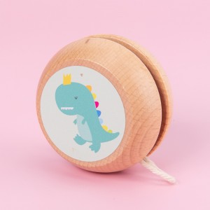 Wooden Fun Yo-Yo Ball Toy Cartoon Patterned Colorful Spinning Yoyo Ball Toy Early Education Puzzle Reaction Training Cute Little Gift with Hand Gifts