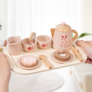 Wooden Simulation Tea Set And Family Toy – Afternoon Tea Dessert Set Kitchen Toy – Early Education Puzzle – Hand Eye Coordination Training, Christmas Gift