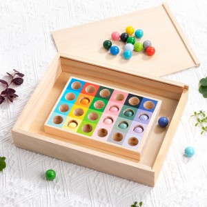 Montessori Drewniana zabawka do wczesnej edukacji Gradient wielu kolorów Klasyfikacja kolorów Dopasowywanie koralików Gra Rozpoznawanie kolorów Ręka dla dzieci Koordynacja oka Zabawka Świąteczny prezent urodzinowy
