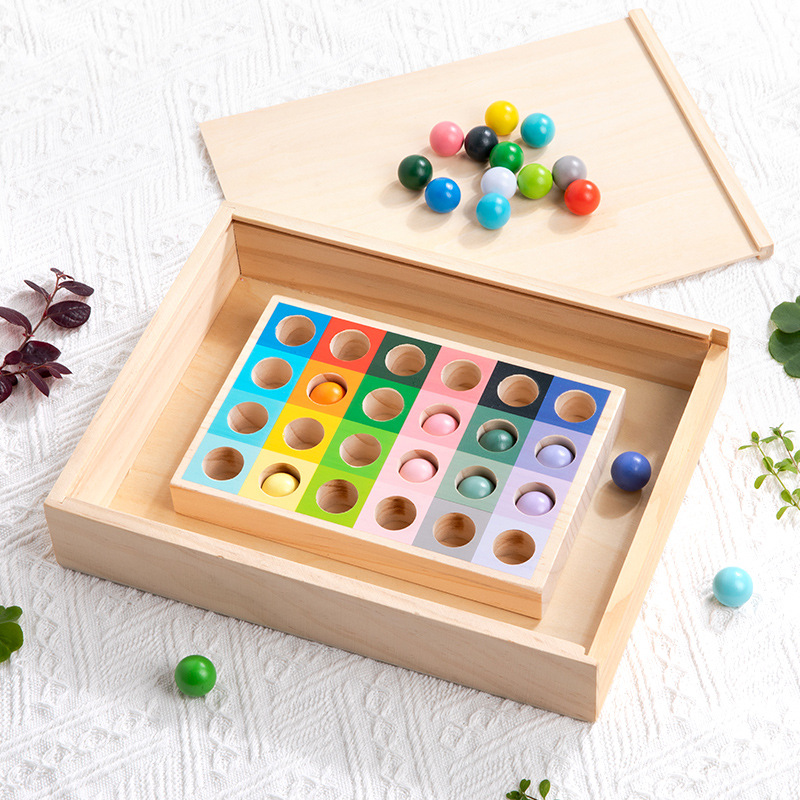 Montessori Drewniana zabawka do wczesnej edukacji Gradient wielu kolorów Klasyfikacja kolorów Gra w dopasowywanie koralików Rozpoznawanie kolorów Ręka dla dzieci Koordynacja wzrokowa Zabawka Świąteczny prezent urodzinowy Obraz wyróżniony