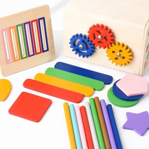 OEM New Wooden Puzzle Toy, Square Box Color Classification Gear Design Three In One Double Cover Multi Style Wooden Stick, Hand Eye Coordination, Excellent Birthday Gift