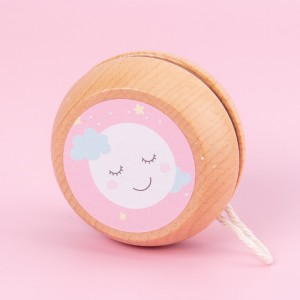 Wooden Fun Yo-Yo Ball Toy Cartoon Patterned Colorful Spinning Yoyo Ball Toy Early Education Puzzle Reaction Training Cute Little Gift with Hand Gifts