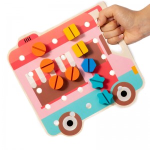 Montessori Wooden Children’s Busy Board Toy Colorful Fun Screw Nut Puzzle Board Shape And Color Cognitive Early Education Puzzle Toy