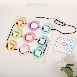 Montessori Geometry Creative Board Children’s Wooden Color And Shape Threading Rope Game Intellectual Development Pile Board Combination Puzzle Block Interspersed Toys