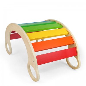 Climber Arch Rocker, Escalera de madera Montessori 3 en 1, parque infantil de seguridad y gimnasio de actividades, juguetes de escalada para niños de 1 a 3 años, combinación de escalador triangular y rampa