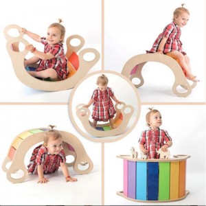 Climber Arch Rocker, Escalera de madera Montessori 3 en 1, parque infantil de seguridad y gimnasio de actividades, juguetes de escalada para niños de 1 a 3 años, combinación de escalador triangular y rampa