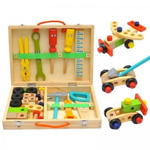 Kit de herramientas para niños, juego de herramientas de madera para niños pequeños incluye caja de herramientas y pegatinas, juguetes educativos Montessori para construcción de tallos para niños de 2 3 4 5 6 años, el mejor regalo de cumpleaños para niños